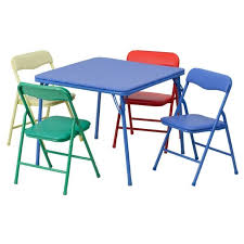Table Chair Set For Kids Folding Colorful Activity Play Center 5 Piece Furniture Metal Folding Chairs Kids Table And Chairs Kids Folding Table