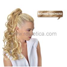 Coda di cavallo bis per capelli ricci; Coda Con Pinza Con Capelli Ricci In Fibra Sintetica Stirabile E Arricciabile Temperatura Massima 200