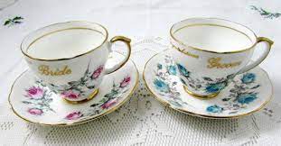 Bride And Groom Tea Cup And Saucer Wedding Tea Cups Wedding Gift Vintage Bone China Wedding Tea Cups Tea Cups Antique Tea Cups