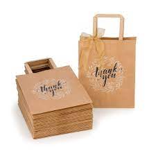 Kraft Paper Bags Bulk With Handles And Printed Thank You Design For Gifts Wedding Welcome Merchandise Party Re Bulk Gift Bags Brown Kraft Paper Craft Fairs