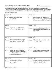 I Wrote This Circuit To Give Students Practice With The Form X H 2 Y K 2 X3d R 2 I Could Imagine Accelerated Geometry Review Coordinate Plane Algebra