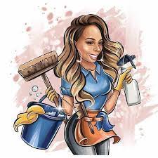 Cleaning Service Logo Design Cartoon Logo Portrait Office Etsy Cleaning Service Logo Cartoon Logo Cleaning Cartoon