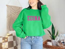 Edina Sweatshirt, Edina Pink and Green Sweatshirt, Edina Mom Sweatshirt,  Cute Edina Sweatshirt, Edina Spirit Wear, Hornets Spirit Wear