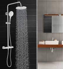 Curved, angled, and rectangular models to suit any bathroom. Solepearl Thermostat Shower System Wall Mounted Circular Chrome Bathroom Shower Mixer With Rainfall Shower Head Handheld Shower Wall Rail Water Saving Scalding Protection Buy Online In Guernsey At Desertcart 112672793