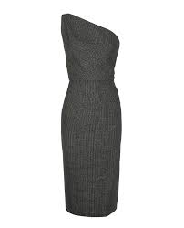 roland mouret one shoulder fine check dress