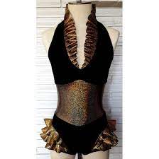 Gold and Black Corset Aerial Costume, Dance Leotard, Made to Order - Etsy