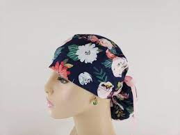 Ponytail Medical Scrub Cap Or Surgical Cap Poppy Fancies Etsy Medical Scrubs Scrub Caps Scrub Hats