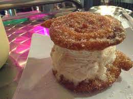 The Churro Ice Cream Sandwich Comes To Orange County Snow Monster Eat With Hop Churro Ice Cream Sandwich Ice Cream Sandwich Food