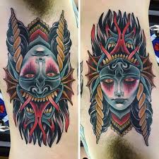 Grey angel tattoo on man right half sleeve. Top 87 Demon Tattoo Ideas 2021 Inspiration Guide