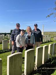 Day one of 2024 Mat McLachlan Signature tour. In an extraordinary  coincidence, two of our passengers have just visited the graves of their  relatives. Both in the same battalion, killed