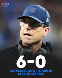 Jim Harbaugh is 6-0 in week 1. 🔒