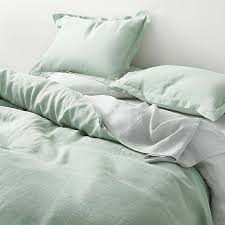 Like sleeping from the clouds, the delancey duvet established presents billowy levels of ruched white material in tender cotton. Green Bedding Crate And Barrel