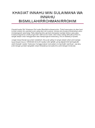 Anda bisa mengembangkan ilmu ini untuk banyak keperluan, ingsyaallah semua urusan beres. Innahu Min Sulaiman