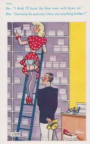 Sexy Lady Librarian Upskirt Ladder Up Skirt View Vintage Comic Humour  Postcard | Topics - Cartoons & Comics - Comics, Postcard / HipPostcard