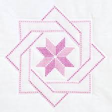 Free cross stitch quilt block patterns no color chart. Woven Star Stamped Cross Stitch White Quilt Blocks 18 X18 6 Pkg Stitch It Central