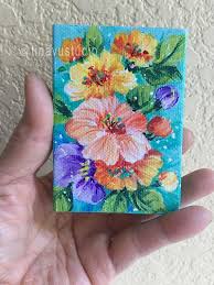 Mini Canvas Art Fridge Magnet Mini Floral Art Floral Painting Small Canvas Magnet Paintings Fl Mini Canvas Art Small Canvas Paintings Flower Art Painting