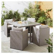 San Marino 5 Piece Rattan Cube Garden Dining Set Grey Outdoor Furniture Sets Garden Dining Set Outdoor Furniture