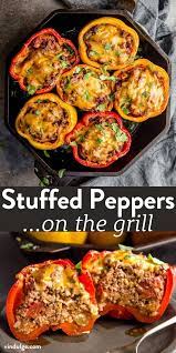 Amazing Stuffed Pepper Recipe That Is Cooked On The Grill They Are Full Of Ground Beef Cheese Rice Tom Peppers Recipes Grilled Beef Recipes Stuffed Peppers