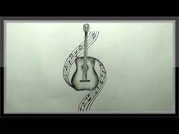 Pencil Drawing A Beautiful Guitar Step By Step Easy Youtube Pencil Drawings Guitar Drawing Beautiful Guitars