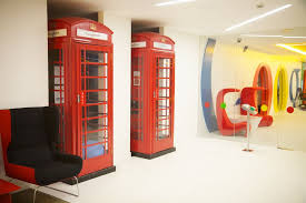7 Amazing Google Offices Around The World London Has Recycled Red Phone Booths Called Googleboxes They Have Bean Bag Google Office Telephone Booth Phone Box
