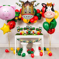 From the festive welcome wreath to the adorable decorated straws, this farm themed second birthday is filled with inspiring decorative details. 3pcs Farm Animal Balloons Farm Party Balloons Kit Cow Donkey Pig Balloons For Birthday Baby Shower Barnyard Farm Themed Party Decorations Supplies Party Supplies Toys Games Agtcorp Com