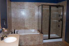 Cottages To Castles Inc Blue Modern Bathrooms Corner Bathtub Shower Shower Tub