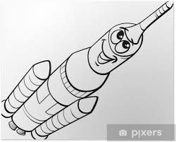 Imagen en blanco y negro de una misión espacial rumbo al espacio infinito para colorear por los niños. Poster Espacio Para Colorear Pagina Del Cohete Pixers Vivimos Para Cambiar