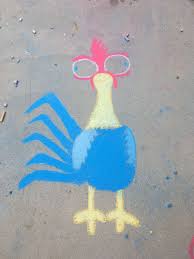 A Chalk Drawing Of The Character From Moana Heihei It Is Very Basic And Easy To Draw Anyone Can Draw It Sidewalk Chalk Art Chalk Art Fun Chalk Art