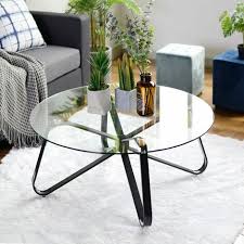 Looking for the perfect complement to your living room? Round Tempered Glass Coffee Table Nordic Minimalist Sofa Side Table End Table With Iron Black Base For Home Living Room Patio Garden 80cmx80cmx40cm