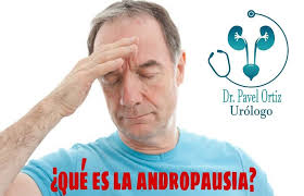La andropausia, también conocida como síndrome de deficiencia de  testosterona, consiste en una disminución de los niveles de testosterona en  hombres de 40 y 55 años, lo que conduce a una disminución