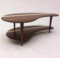 Mid Century Modern Coffee Cocktail Table Solid Walnut With Shelf Kidney Bean Shaped Boomerang Design W Tapered Walnut Legs In 2020 Mid Century Modern Coffee Table Mid Century