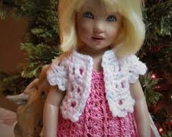 Crochet clothes 10 11 12 inch Kish Bitty Denis Bastien Leeann doll Sweater  Shrug white specks purple blue pink