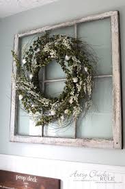 Diy Green Berry Wreath Gone Coastal Artsy Chicks Rule Old Window Decor Old Window Projects Wreath Wall Decor