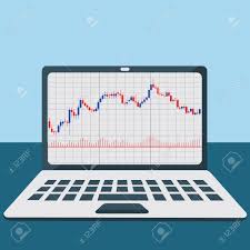 Forex Trading Japanese Candles Chart On A Laptop Vector Graph