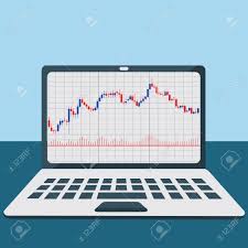 forex trading japanese candles chart on a laptop vector graph