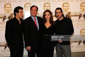 erol sander with oliver stone and angelina jolie and colin farrell at oliver stone angelina jolie brangelina