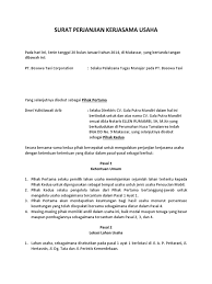 Dalam dunia bisnis menjalin kontrak kerjasama dengan pihak. Surat Perjanjian Kerjasama Usaha