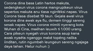 Dalam artikel yang saya bahas yakni mengenai sistem angka pada rumpun awyu di papua. Buatkan Contoh Cerpen Tentang Virus Corona Selama Diam Dirumah Pakai Bahasa Sunda Brainly Co Id
