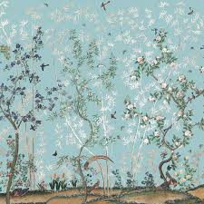 Schumacher Birds And Butterflies Wallpaper Uk Eastern Eden Ik2500 In Blue Panel By Iksel By Schumacher This Lush Tree Of Life Design Was Inspired Chinoiserie Wallpaper Schumacher Wallpaper Wallpaper