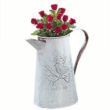 Shabby chic flowers in vase. S Tubit Vintage Shabby Chic Vase Antique French Style Country Rustic Primitive Jug Vase Tin Watering Pot Bottle Flower Vase For Wedding Party Decoration Tall Buy Online In Antigua And Barbuda At Antigua Desertcart Com
