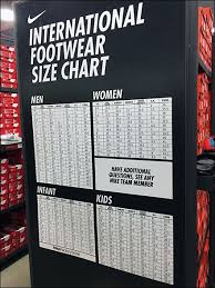 nike in store international sizing fixtures close up