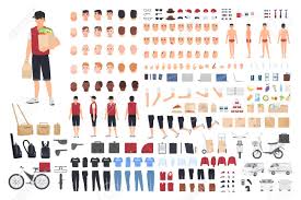 Garfield's best friend is pooky the teddy bear. Food Delivery Guy Animation Kit Or Constructor Set Of Male Cartoon Stock Photo Picture And Royalty Free Image Image 107605380