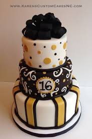 2 Tier Black And Gold 18th Birthday Cake 3 Tier All Fondant Cake 10 8 6 White Gold And Black Real Ribbon Bow Graduation Cakes Dot Cakes Cake