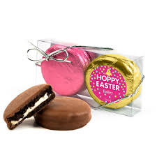 Personalized Easter Pink Dots 2Pk Pink & Gold Foiled Chocolate Covered Oreo  Cookies