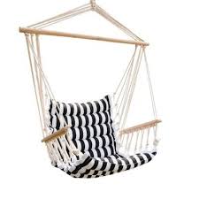 It features a comfortable cushion base that is made from cotton and polyester fabric. Unbranded 43 In X 22 In Hammock Hanging Swing Chair In Black And White Stripes Ushg1048 The Home Depot In 2020 Hammock Swing Chair Swinging Chair Hanging Swing Chair