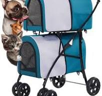 Amazon.com: KITCISSL Double Dog Pram Stroller, 2 Layers Pet ...
