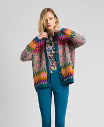 Très bon état voir plus; Pull Cardigan Jacquard Multicolore