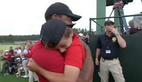 The sight of tiger woods wearing his red shirt on the final day of majors has long shot fear into the hearts of fellow competitors and electrified golf fans. Tiger Woods Celebrates Fifth Masters Win With Son At Augusta Sports Illustrated