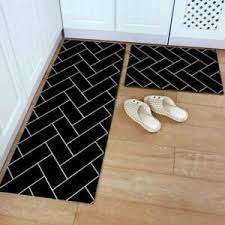 Ouka non slip bath mats rugs machine washable rug with soft shaggy fabric indoor home tub mat for kitchen entrance bathroom (16 24, black) 4.4 out of 5 stars 101 1 offer from $17.99 Black White Geometric Mat Non Slip Kitchen Floor Mat Bathroom Indoor Rug Carpet Ebay