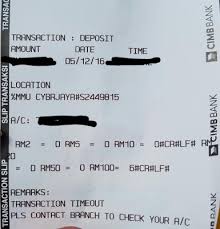 Collect the cash from the machine in case the note(s) are rejected. Cimb Telan My Money